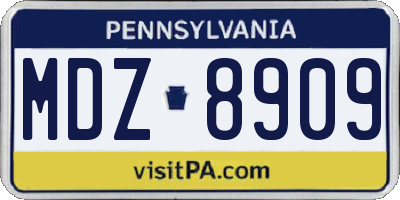 PA license plate MDZ8909