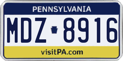 PA license plate MDZ8916