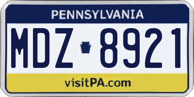 PA license plate MDZ8921