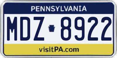 PA license plate MDZ8922