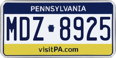 PA license plate MDZ8925