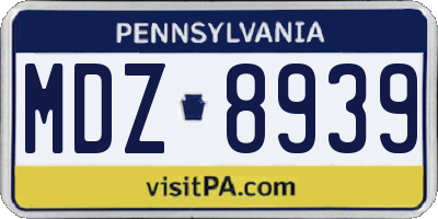 PA license plate MDZ8939
