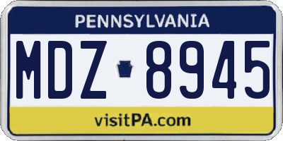 PA license plate MDZ8945