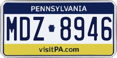 PA license plate MDZ8946