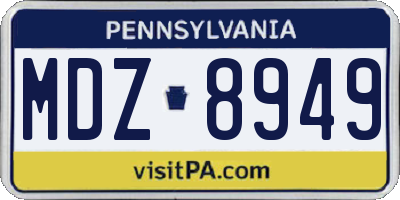 PA license plate MDZ8949