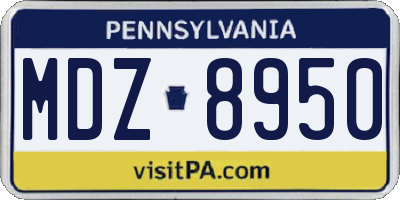 PA license plate MDZ8950