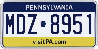 PA license plate MDZ8951
