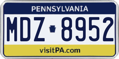PA license plate MDZ8952