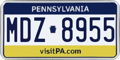 PA license plate MDZ8955