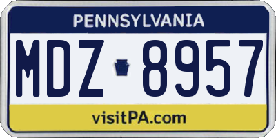 PA license plate MDZ8957