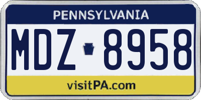 PA license plate MDZ8958