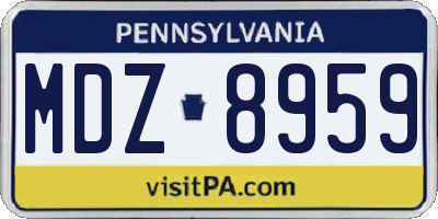 PA license plate MDZ8959