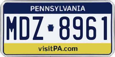PA license plate MDZ8961