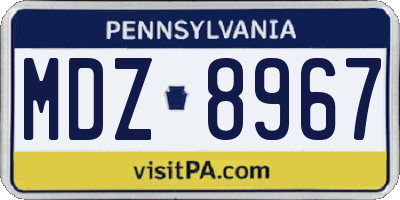 PA license plate MDZ8967