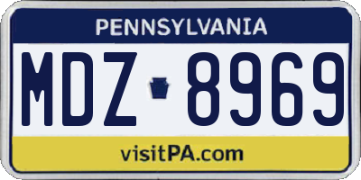PA license plate MDZ8969