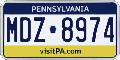 PA license plate MDZ8974
