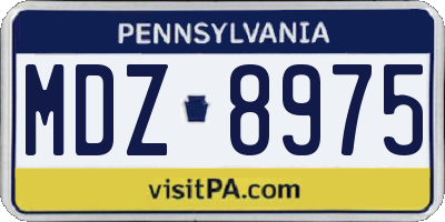 PA license plate MDZ8975