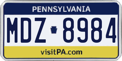 PA license plate MDZ8984