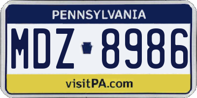 PA license plate MDZ8986