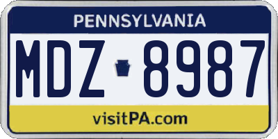 PA license plate MDZ8987