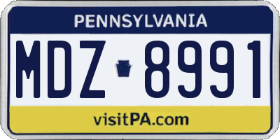 PA license plate MDZ8991