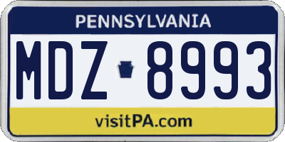 PA license plate MDZ8993