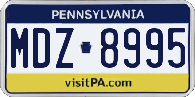PA license plate MDZ8995