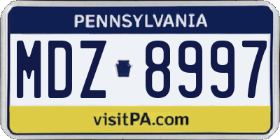 PA license plate MDZ8997