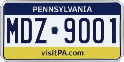 PA license plate MDZ9001
