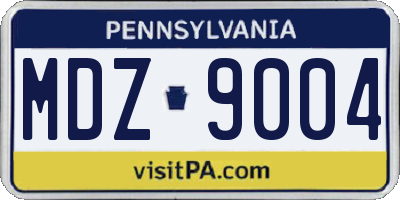 PA license plate MDZ9004