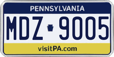 PA license plate MDZ9005