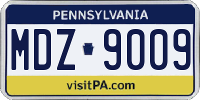 PA license plate MDZ9009