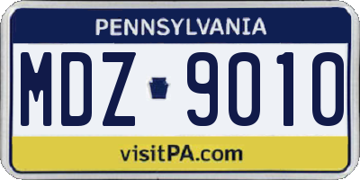 PA license plate MDZ9010