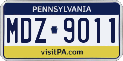 PA license plate MDZ9011