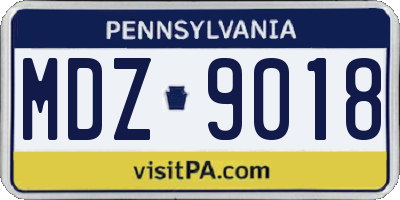 PA license plate MDZ9018