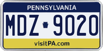 PA license plate MDZ9020