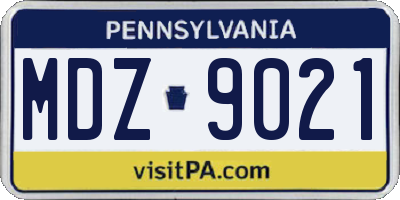 PA license plate MDZ9021