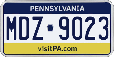PA license plate MDZ9023