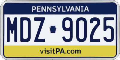 PA license plate MDZ9025