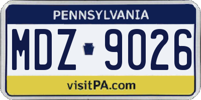PA license plate MDZ9026