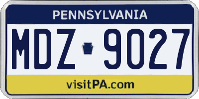 PA license plate MDZ9027