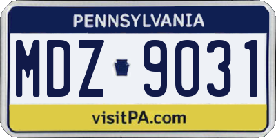 PA license plate MDZ9031