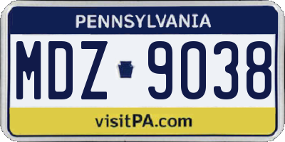 PA license plate MDZ9038
