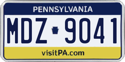 PA license plate MDZ9041
