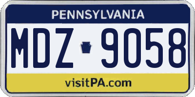 PA license plate MDZ9058