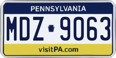 PA license plate MDZ9063