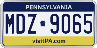 PA license plate MDZ9065