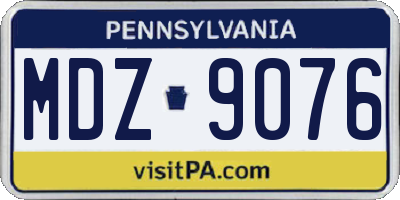 PA license plate MDZ9076