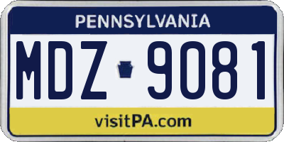 PA license plate MDZ9081