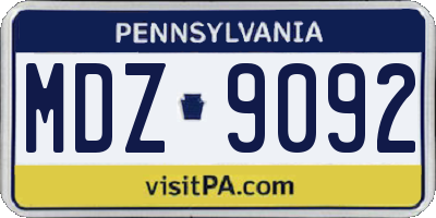 PA license plate MDZ9092